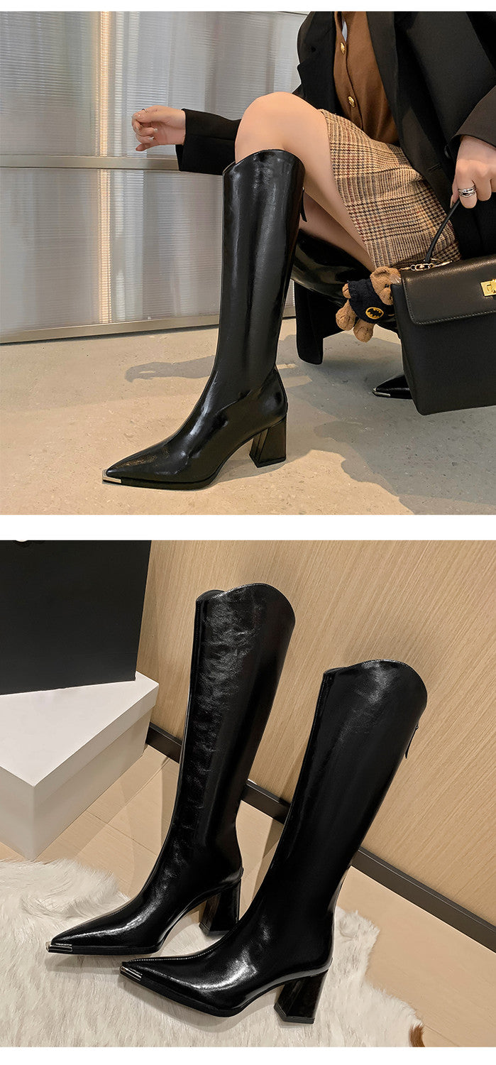 Karin Luna In Stock In-stock Pointed Toe Elegant High Heels v Slimming Effect Long Boots