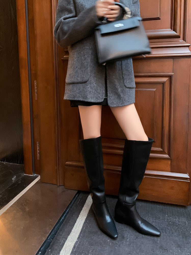 Karin Luna Elegant Style Slanted Inner Height-Increasing Long Boots