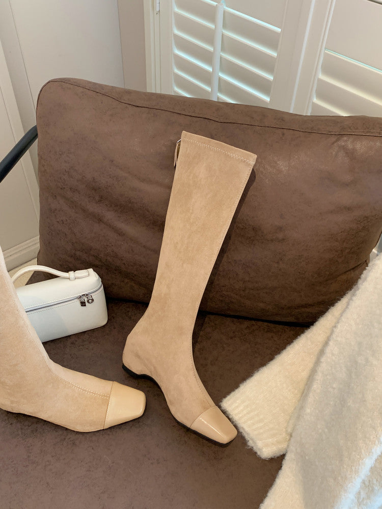 Karin Luna In Stock In Stock Patchwork Long Boots Elegant Versatile