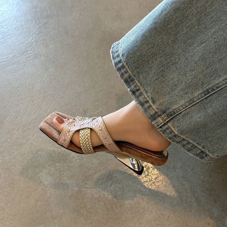 Karin Luna Fish Skin Series~ Hot-selling Square-Toe Slippers with Built-in Traffic