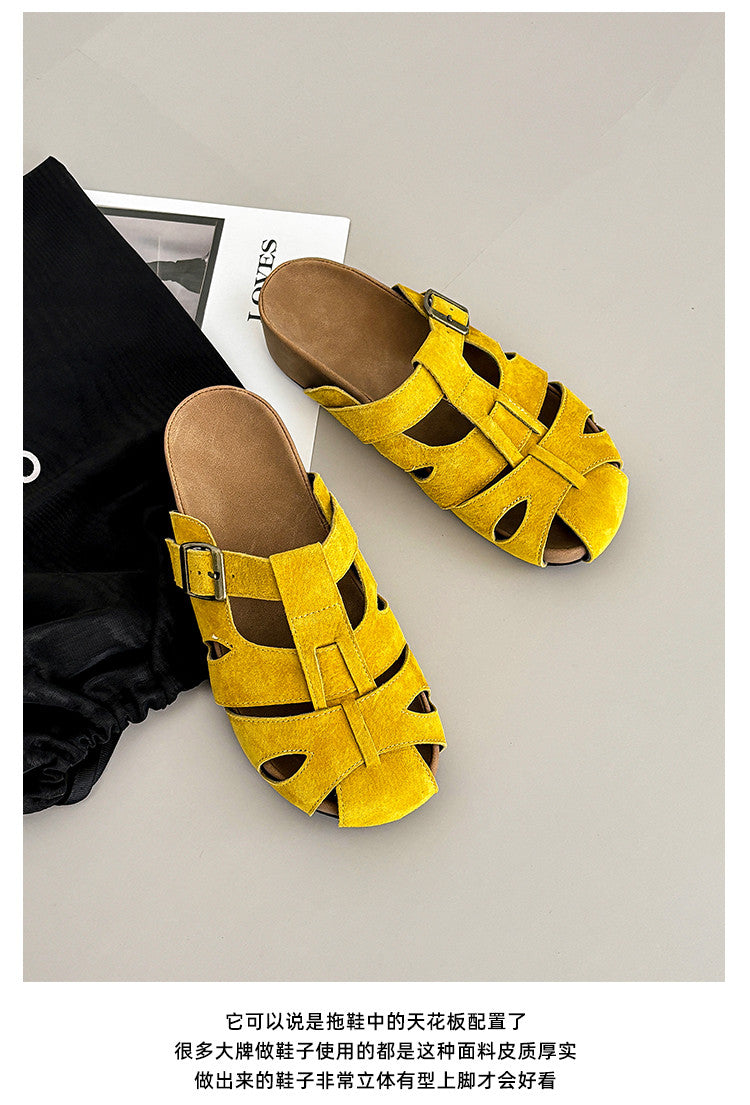 Karin Luna Full Layer Inside and Out~Basic Versatile Perforated Round Toe Birkenstock Slippers