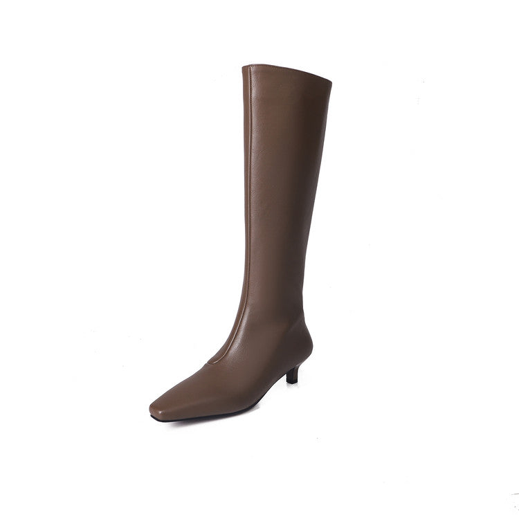 Karin Luna In Stock Spot Goods   Small Square Toe Thin Heel Elegant Slimming Long Boots