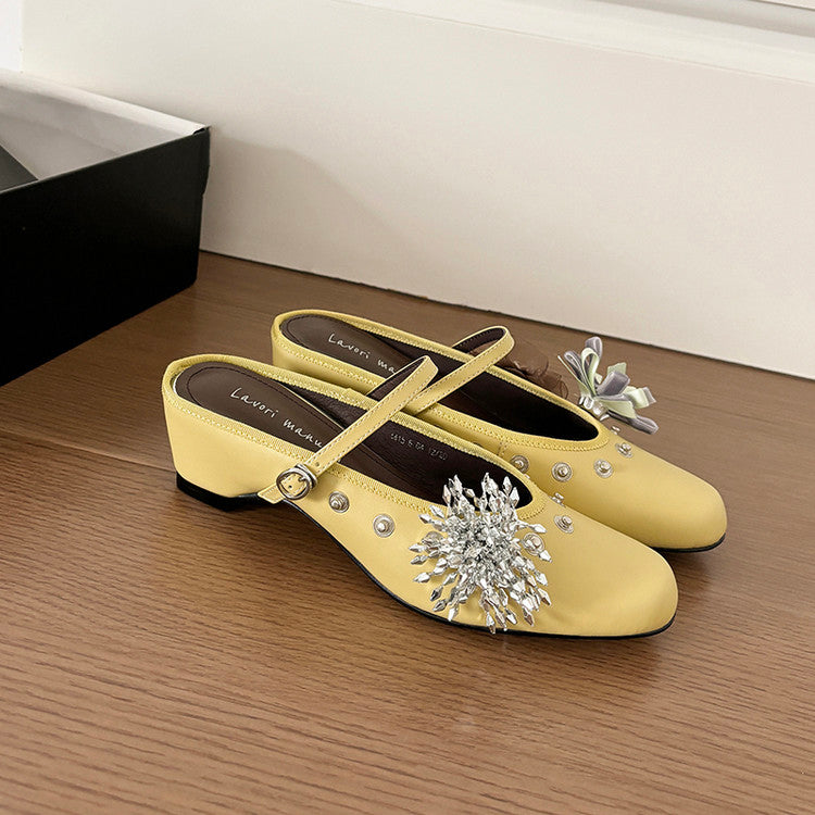 Karin Luna In Stock Spot Goods  Full-grain leather inside and out  Ultra Exquisite Round Toe Hidden Heel Closed-Toe Slippers