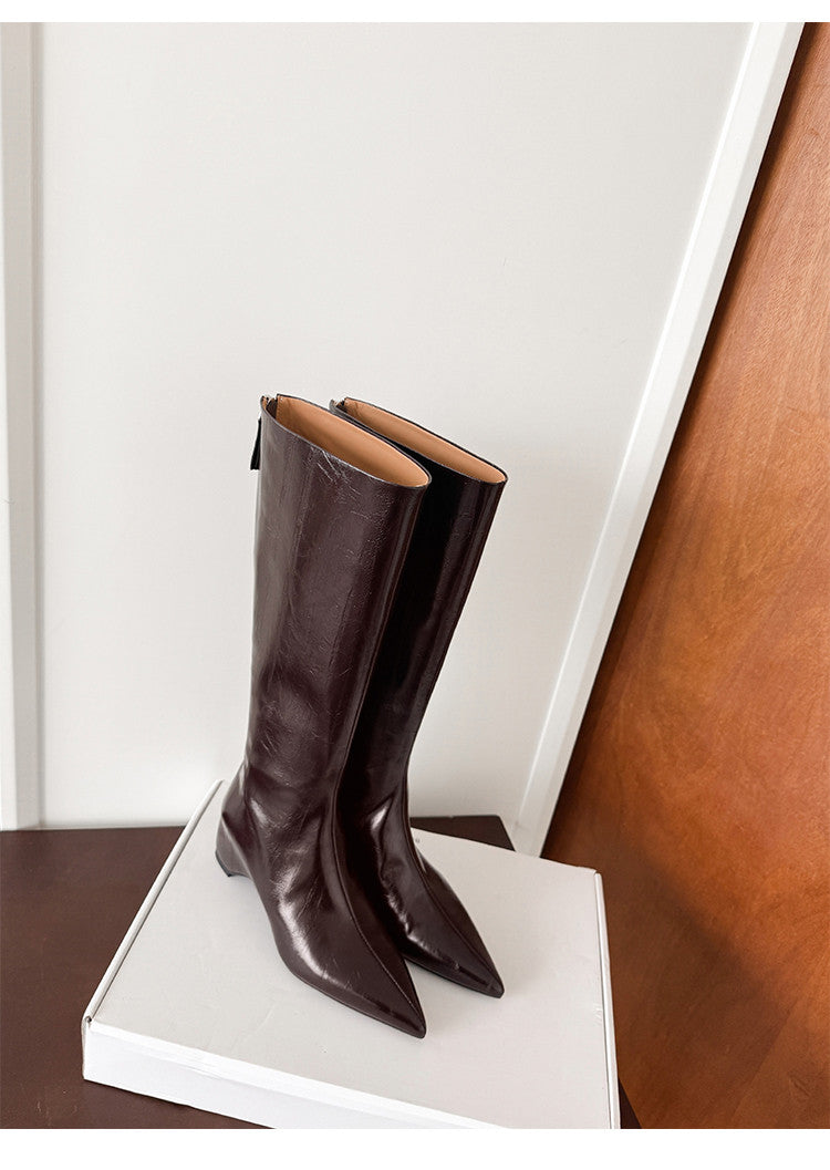Karin Luna Elegant Style Pointed Toe Internal Height Increase Long Boots