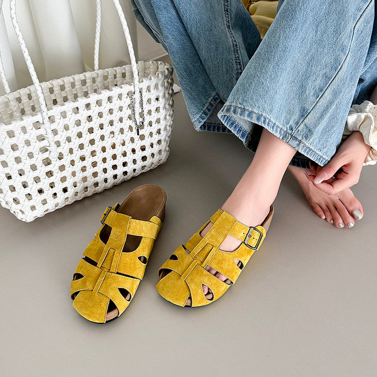 Karin Luna Full Layer Inside and Out~Basic Versatile Perforated Round Toe Birkenstock Slippers