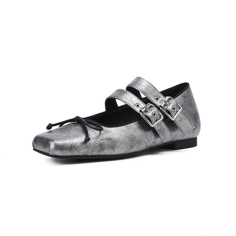 Karin Luna In Stock Spot Goods Sweet Bowknot Square Toe Hidden Wedge Strap Buckle Single Shoes