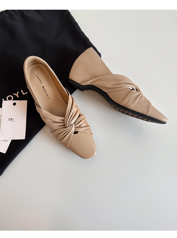 Karin Luna Cross Design Square Toe Hidden Wedge Shoes