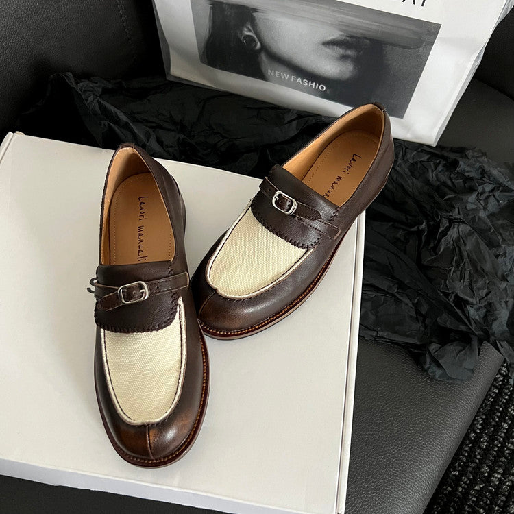 Karin Luna Casual Shoes Series~  In stock Classic color-blocking British style deep-mouth single shoes
