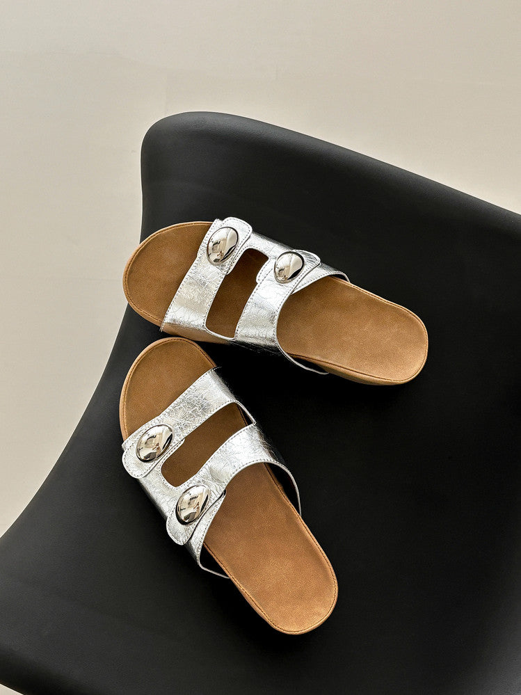 Karin Luna   Casual Style   Thick Sole Belt Buckle Slide Sandals