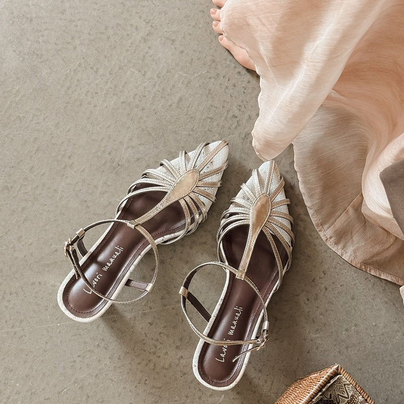 Karin Luna In Stock Spot Goods Open-toe French Style Metal Heel Sandals