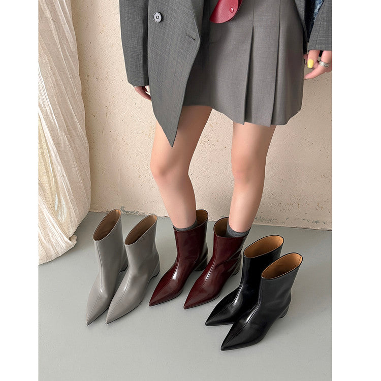 Karin Luna Elegant Pointed Toe Hidden Wedge Short Boots
