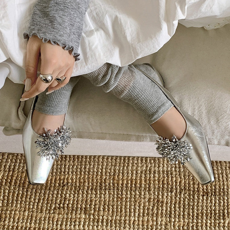Karin Luna Brilliant Fireworks~Elegant Square-Toed Closed-Toe Chunky Heel Sandals