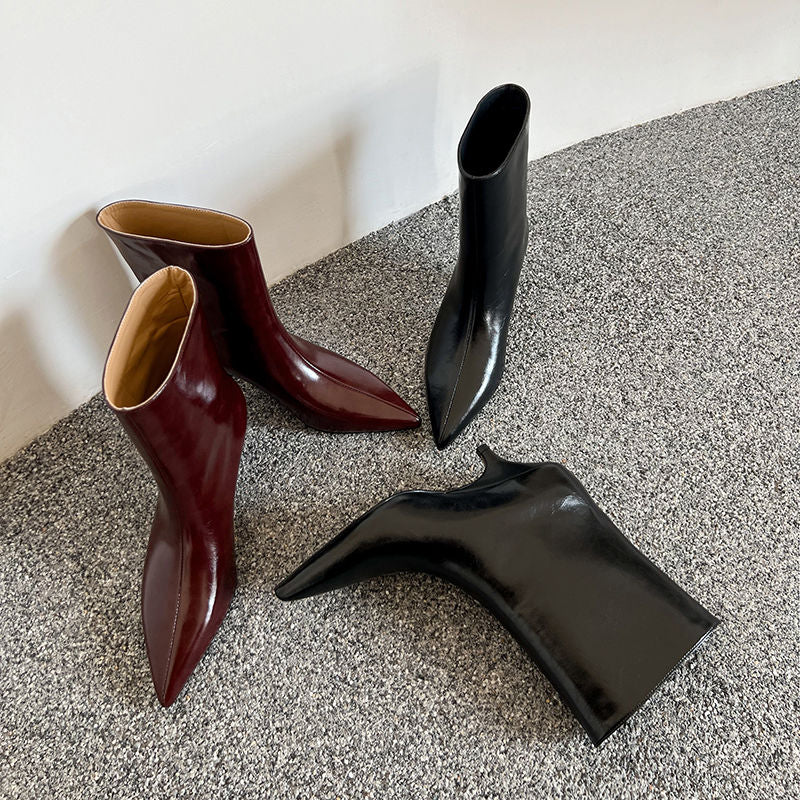 Karin Luna In Stock Spot Goods Minimalist Tube Kitten Heel Short Boots