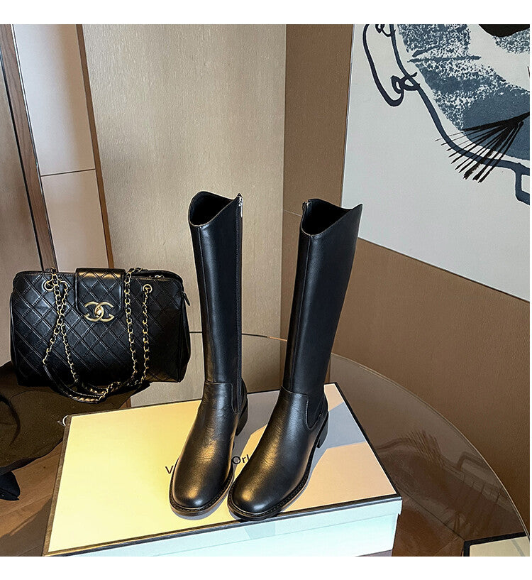 Karin Luna In Stock  Cowhide Niche Versatile Style Knight Boots