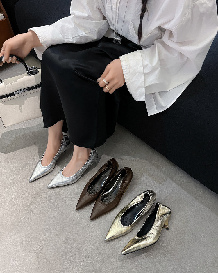 Karin Luna In Stock Spot Goods    Vintage Classic Style Shallow Mouth Single Shoes