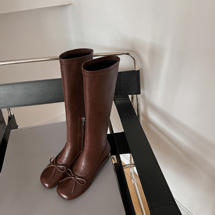Karin Luna In Stock Spot Goods  Butterfly Knot Round Toe Hidden Heel Boots