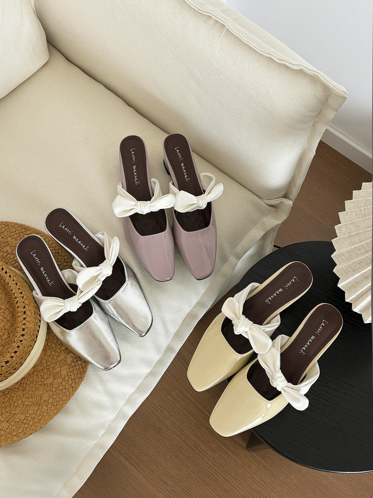 Karin Luna In Stock In Stock  Fluffy feel Bowknot Closed-Toe Slippers