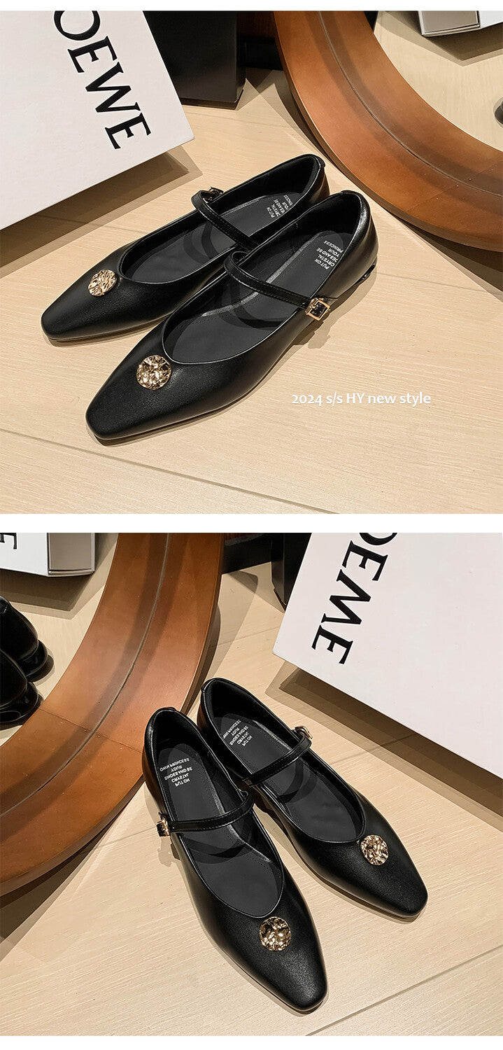 Karin Luna Camellia Story~In stock  Full Leather Shallow Mouth Single Shoes