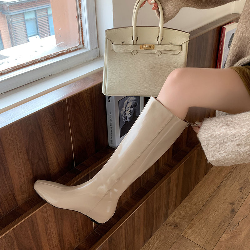 Karin Luna Minimalist Style Square-Toe Hidden Heel Long Boots