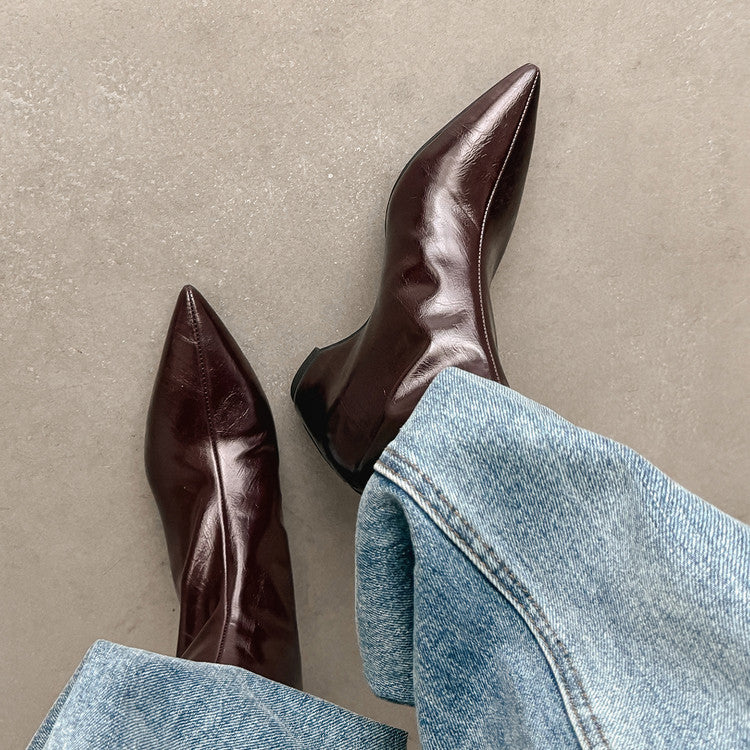 Karin Luna Versatile Elegant Style Pointed Toe Hidden Wedge Short Boots