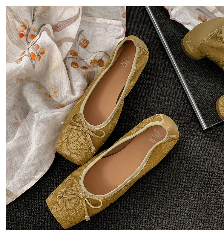 Karin Luna In Stock  In stock  Vintage Chinese Style Embroidered Rose~ Butterfly Knot Granny Shoes