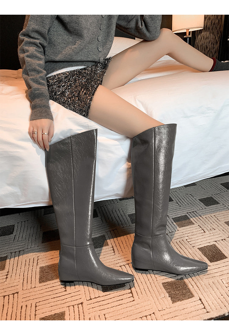 Karin Luna Elegant Style Slanted Inner Height-Increasing Long Boots