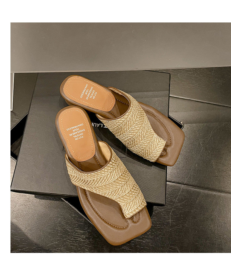Karin Luna Bestseller  Popular  Data Hot-Selling Toe-Clip Straw Vacation Style Slippers