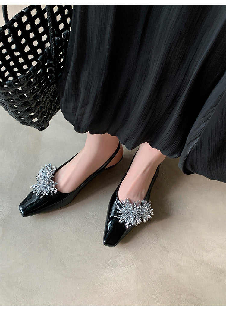 Karin Luna Brilliant Fireworks~Elegant Square-Toed Closed-Toe Chunky Heel Sandals
