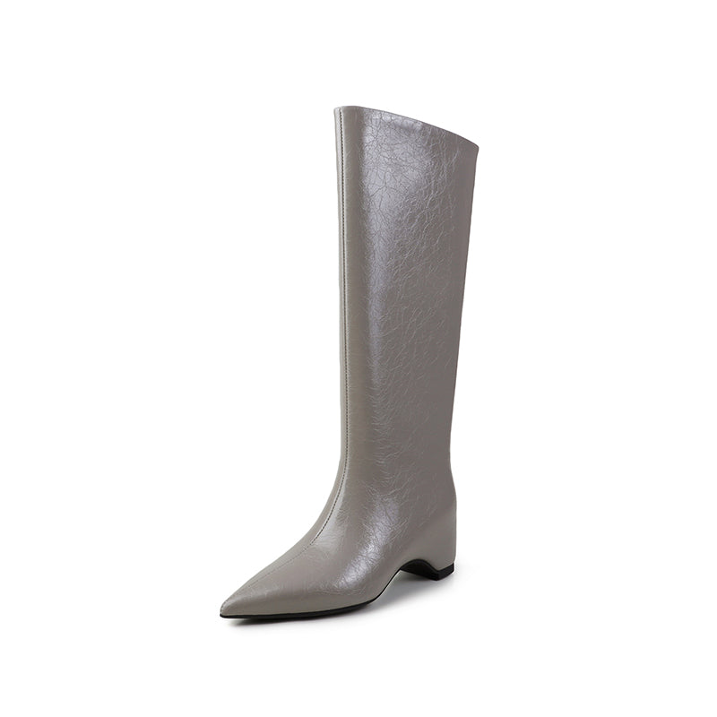 Karin Luna Minimalist Style High Tube Pointed Toe Hidden Heel Boots