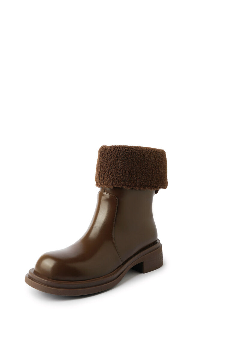 Karin Luna Classic Basic Style   Convertible Foldable Hidden Buckle Snow Fur Shoes Full cowhide Basic Flat Short Boots