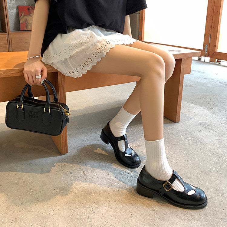 Karin Luna In Stock Spot Goods Minimalist Retro British Style Irregular Hollow Single Shoes