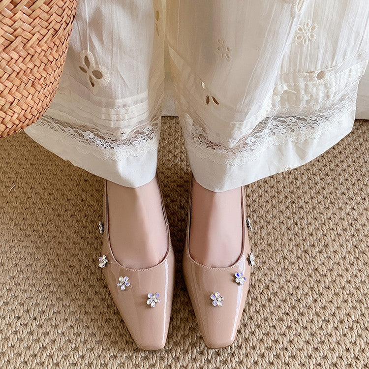 Karin Luna In Stock  Spot Goods  Rhinestone Small Square Toe Closed-Toe Sandals