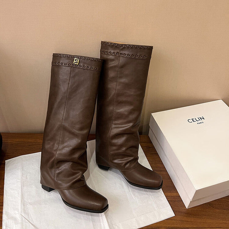 Karin Luna cool girl Stylish and Sweet Square-Toe Booties