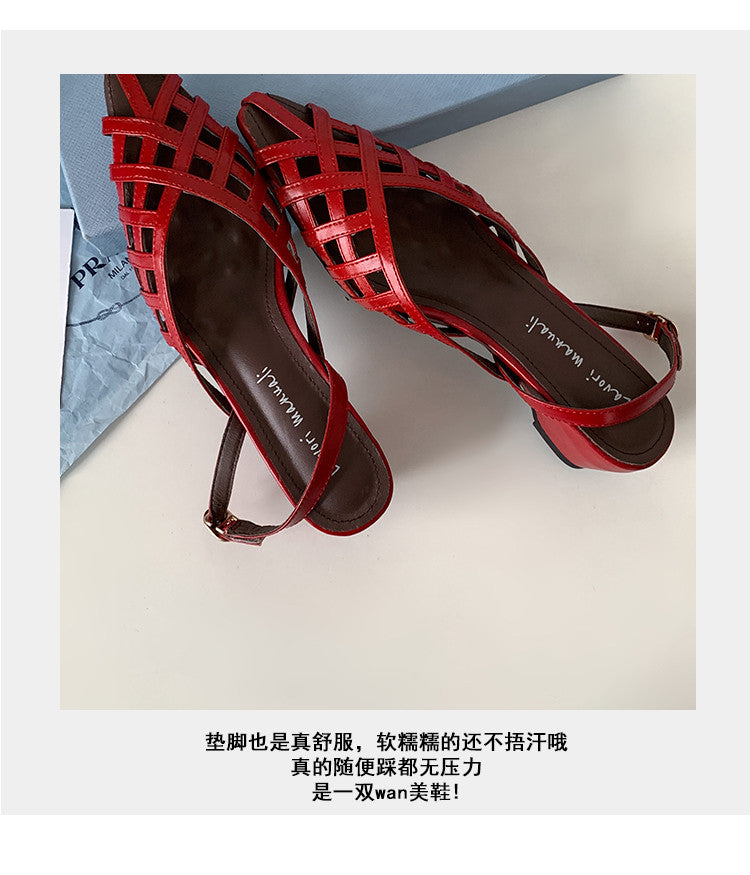 Karin Luna Braided Style ~Cross-woven Pointed Toe Closed-toe Sandals