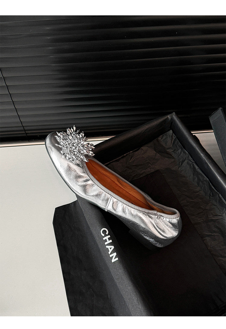 Karin Luna Full Leather Inside and Out~Gorgeous Fireworks Flat Granny Shoes