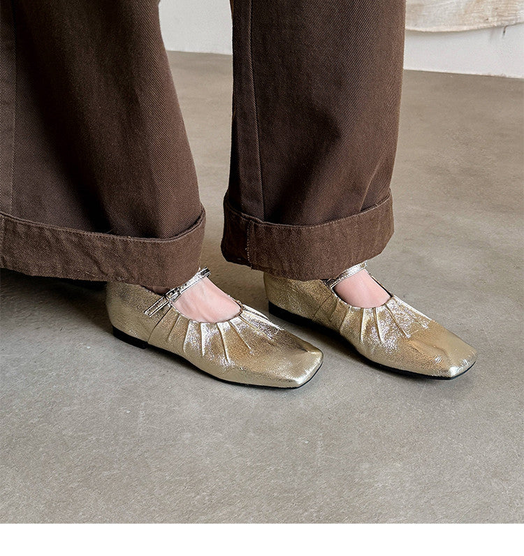 Karin Luna In Stock Spot Goods  Vintage Wrinkled One-Strap Granny Flats