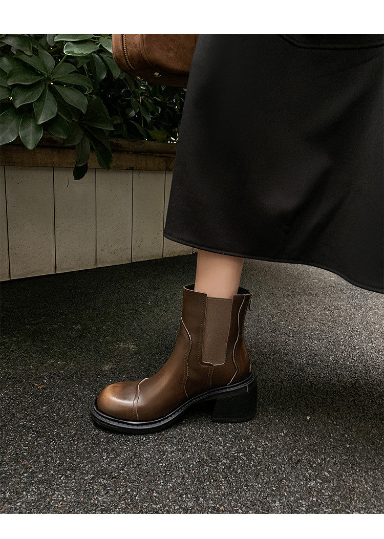Karin Luna In Stock Spot Goods  Round Toe Stretch Round Toe Chelsea Short Boots