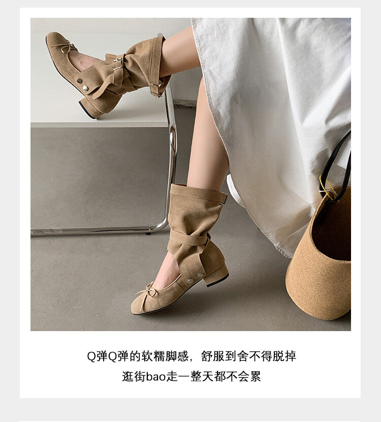 Karin Luna In Stock  Summer  Popular  Detachable Two-Way Vintage Mary Jane Plus Tube Long Boots