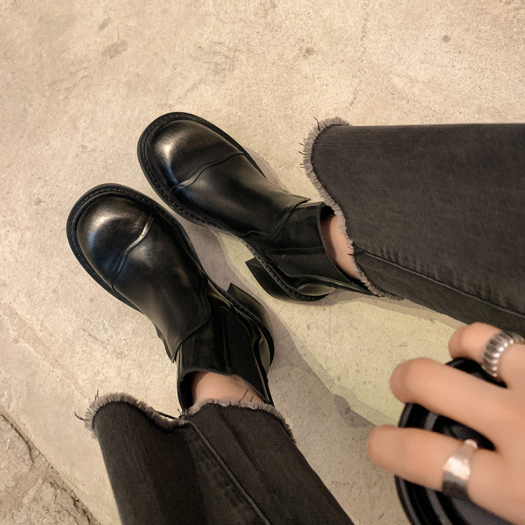 Karin Luna In Stock Spot Goods  Round Toe Stretch Round Toe Chelsea Short Boots