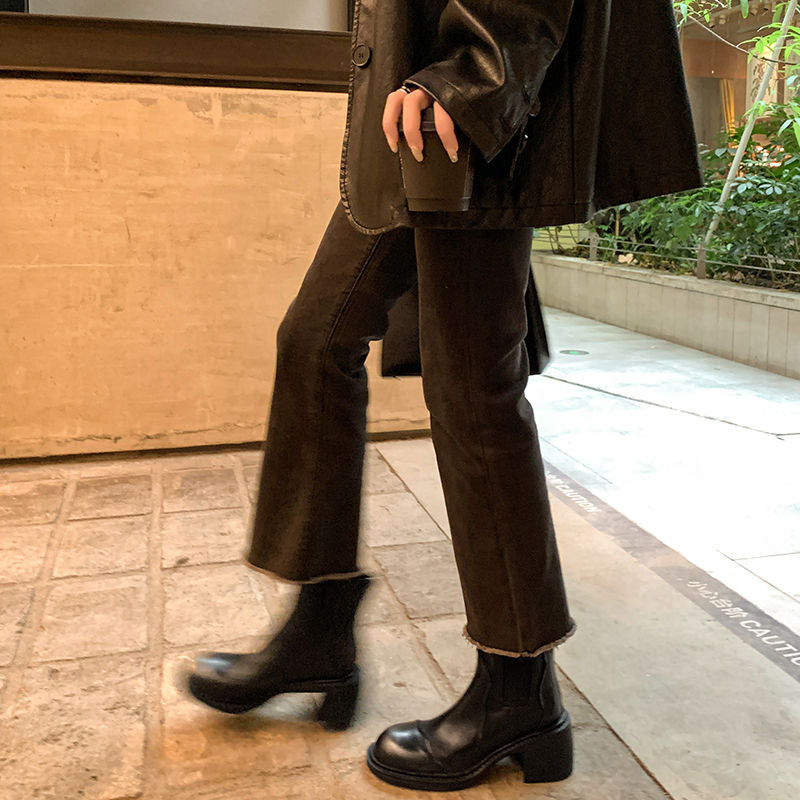 Karin Luna In Stock Spot Goods  Round Toe Stretch Round Toe Chelsea Short Boots