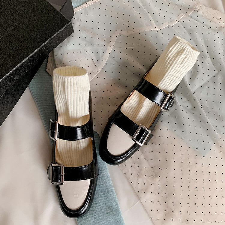 Karin Luna In Stock Spot Goods One-Strap Height-Increasing Belt Buckle Single Shoes