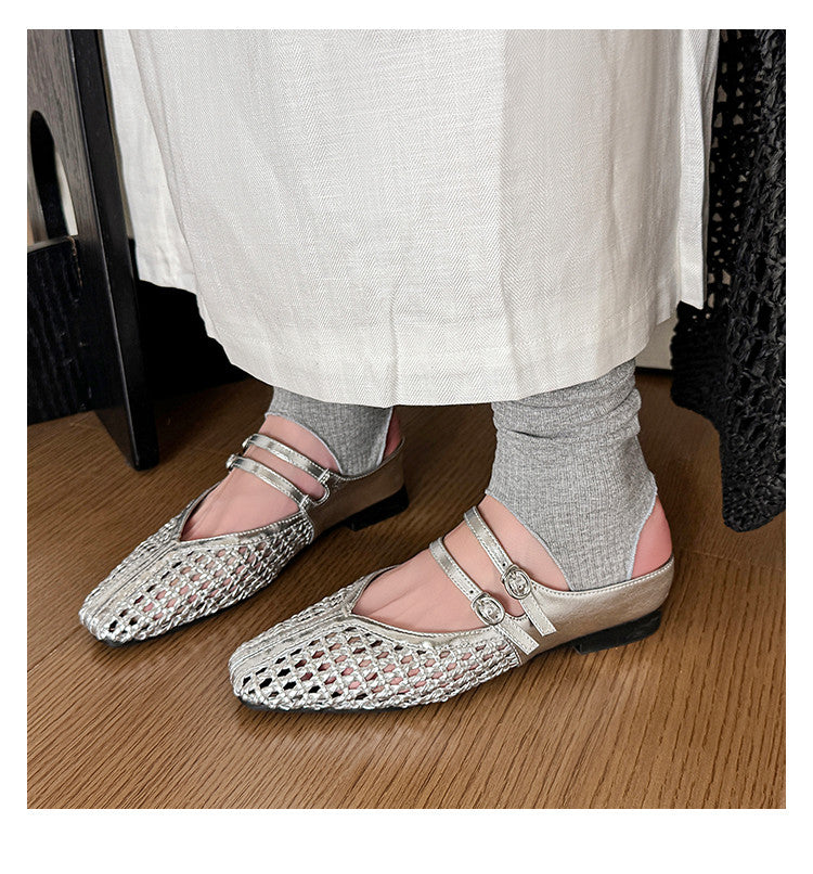 Karin Luna In Stock Spot Goods Hollow Woven One-Strap Closed-Toe Slippers