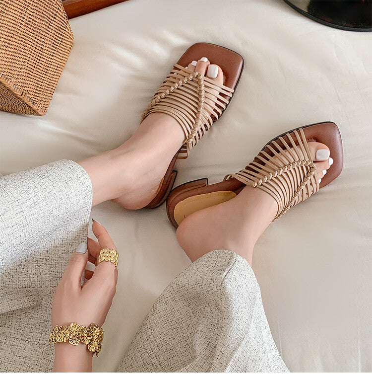 Karin Luna In Stock Spot Goods  Resort Style Handwoven Flat Sole Slippers