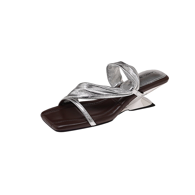 Karin Luna In Stock Spot Goods Minimalist Style Square-Toed Irregular Heel Slippers