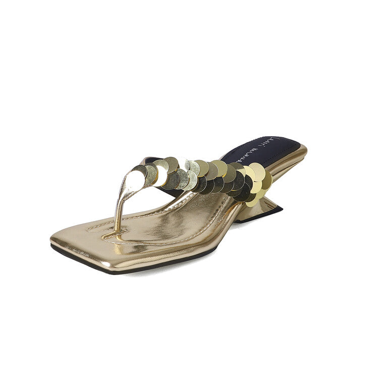 Karin Luna Exquisite Daughter~t Footrest with Rhinestones for a Sofa-like Feel  Sequin Flip-Flops