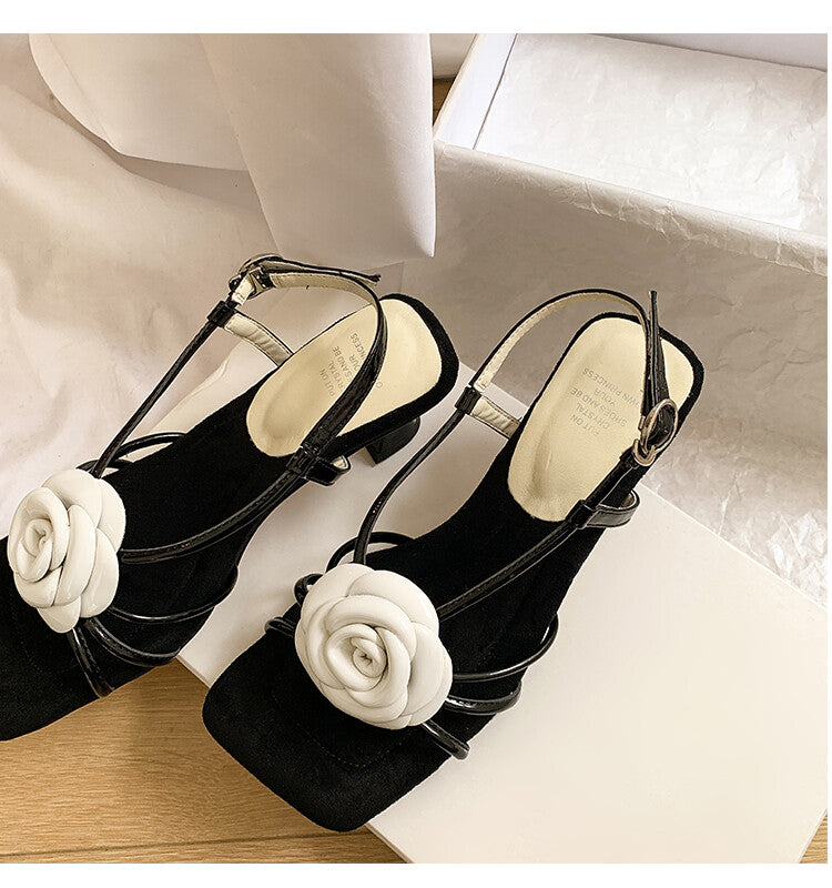 Karin Luna Exquisite Camellia ~French Retro Open-Toe Sandals