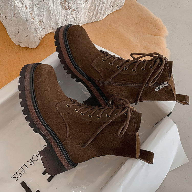Karin Luna In Stock Casual style thin strap round toe suede ankle boots