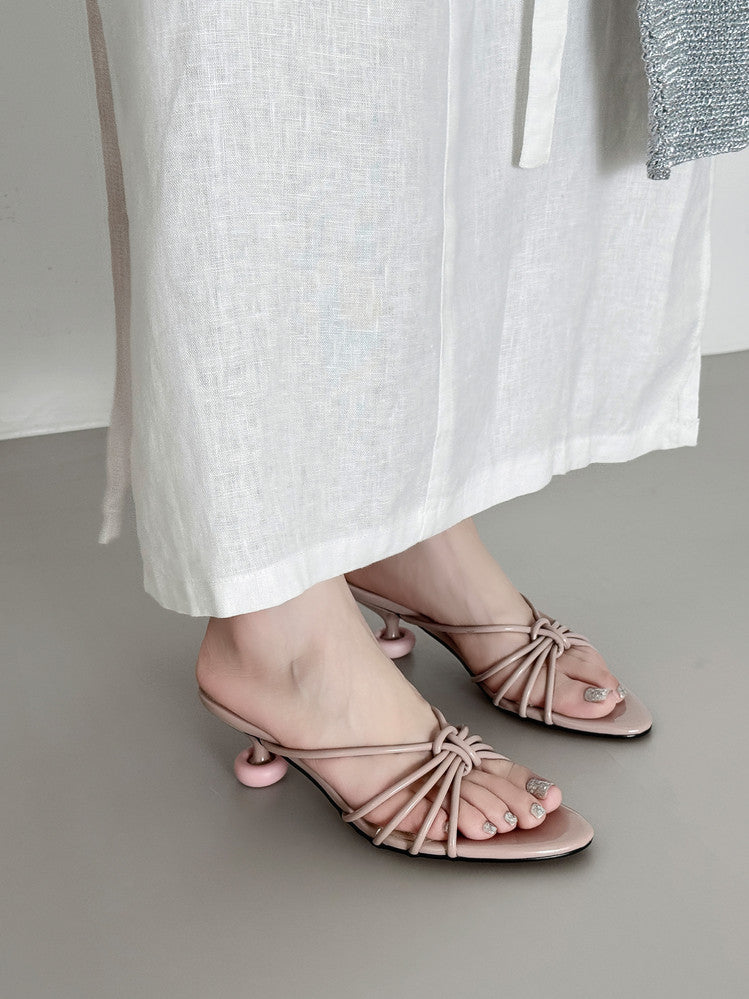 Karin Luna In Stock In Stock  In Stock Round Toe Cross Hollow Round Toe Stiletto Slippers