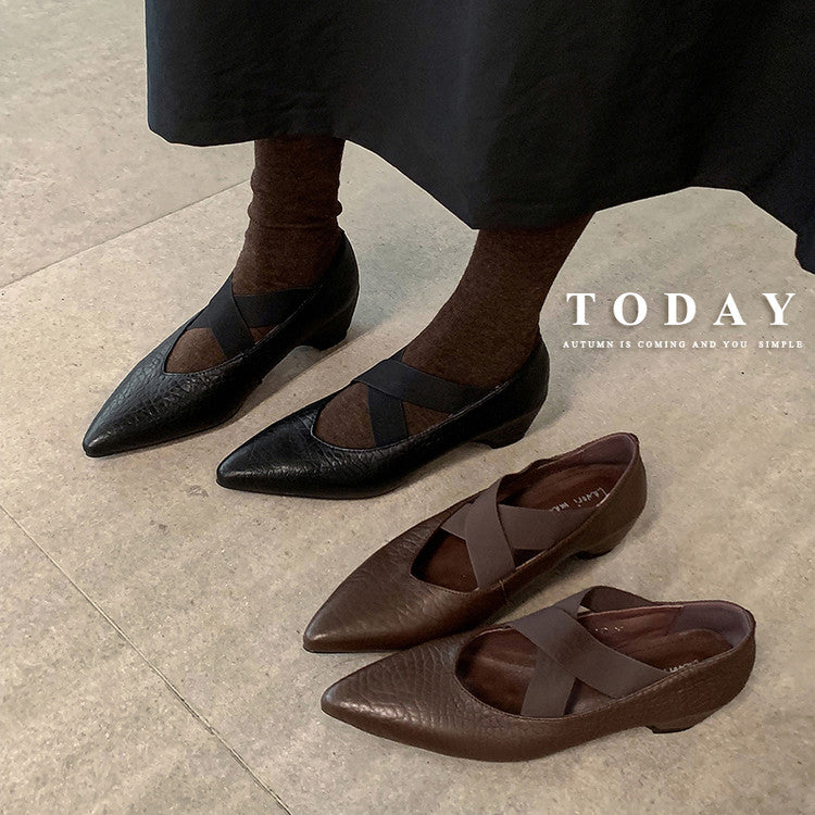 Karin Luna In Stock  Spot Goods  a Large Number of Spot Goods Pointed Toe Cross Strap Hidden Wedge Shoes