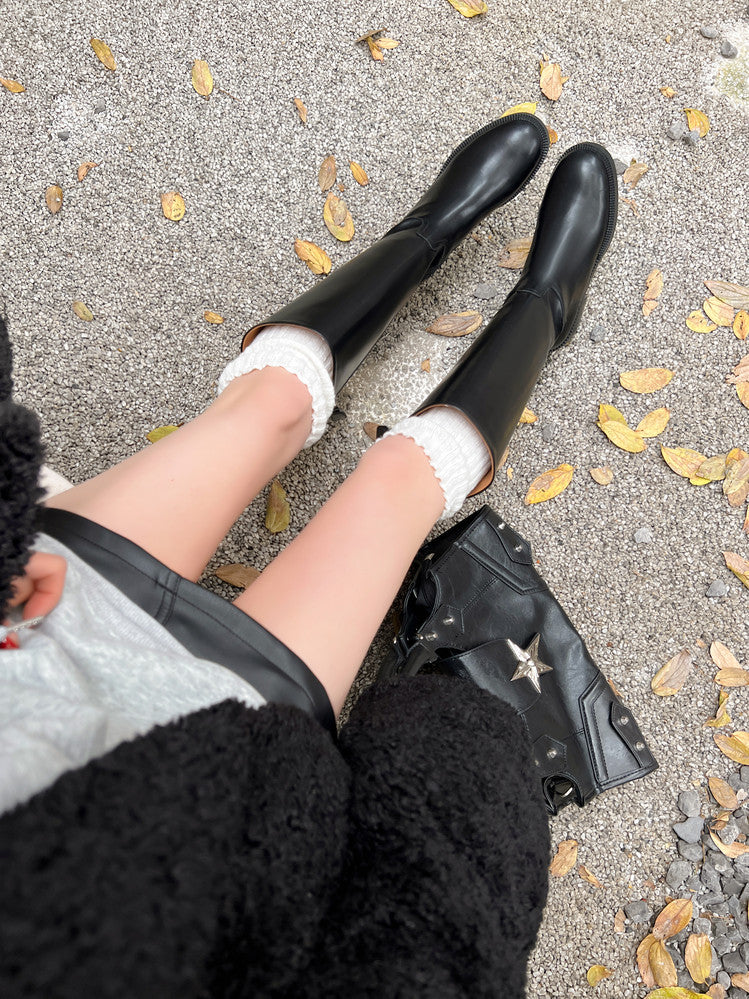 Karin Luna In Stock In-stock Basic Classic Timeless Round Toe Casual Riding Boots